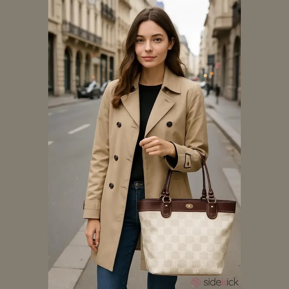 Celine Triomphe Cream and Brown Tote Bag EUC - Picture 10 of 10